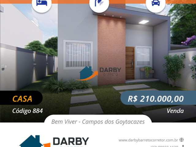 #884 - Casa para Venda em Campos dos Goytacazes - RJ - 1