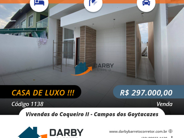 #1138 - Casa para Venda em Campos dos Goytacazes - RJ